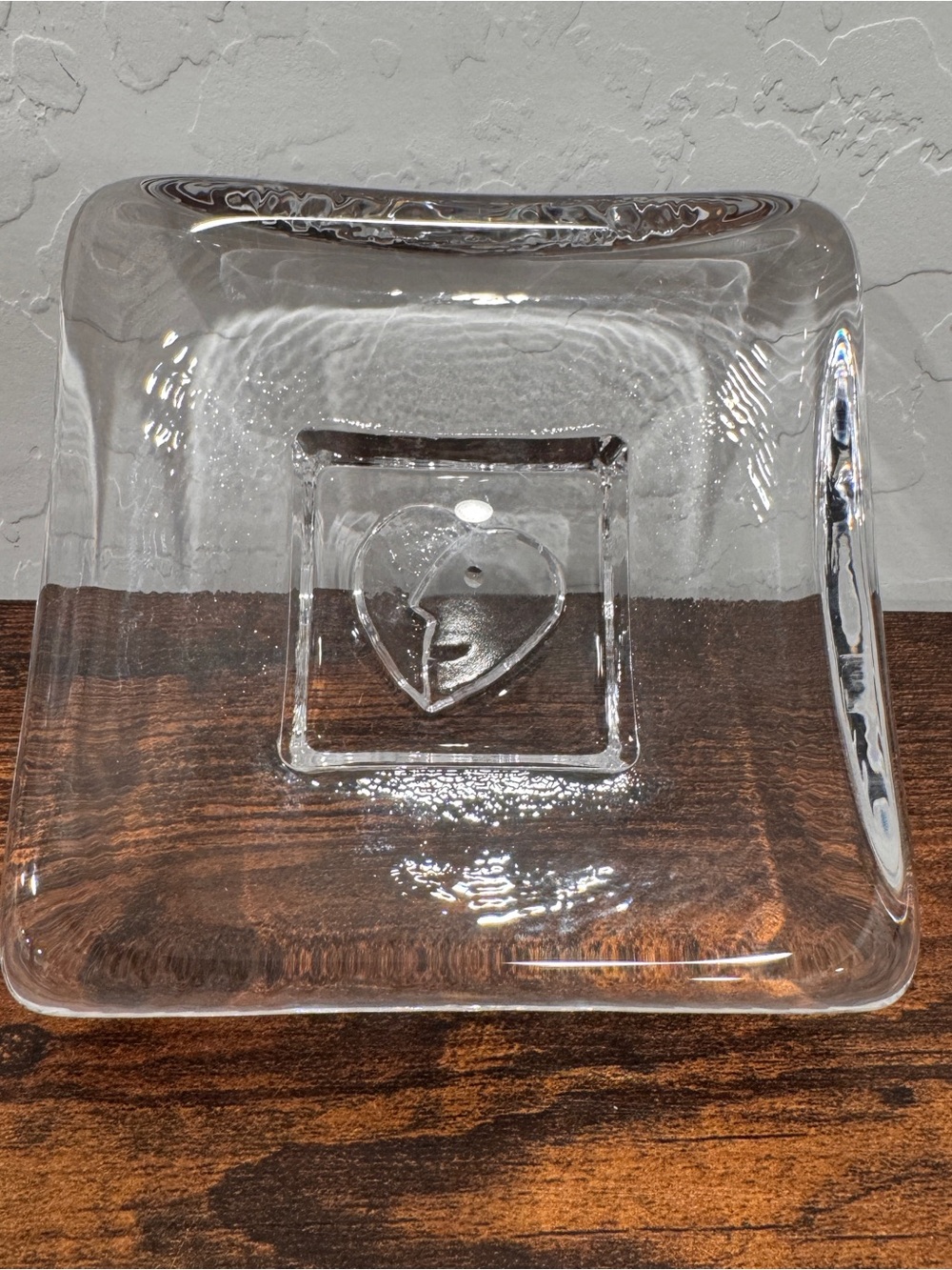 Vtg Kosta Boda BERTIL VALLIEN Days of Week Saturday Heart Face Glass Dish-Sweden